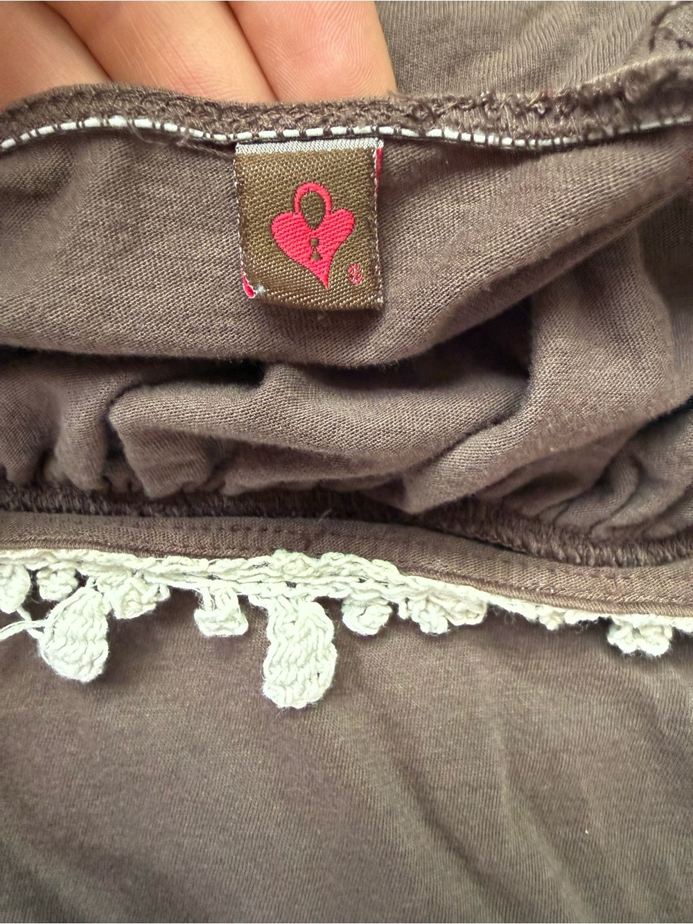 Strapless Brown Crochet-Trim Tube Top - Picture 2 of 4